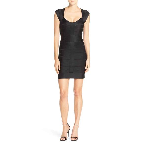 French Connection Dresses & Skirts - French Connection Bandage Black Bodycon Miami Spotlight Dress Cap Sleeve Size 2